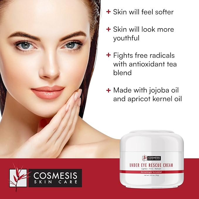 Cosmesis Under Eye Rescue Cream: Minimizes Puffiness, Fights Aging & Environmental Damage with Antioxidant Tea Blend, 0.5 oz (15g)