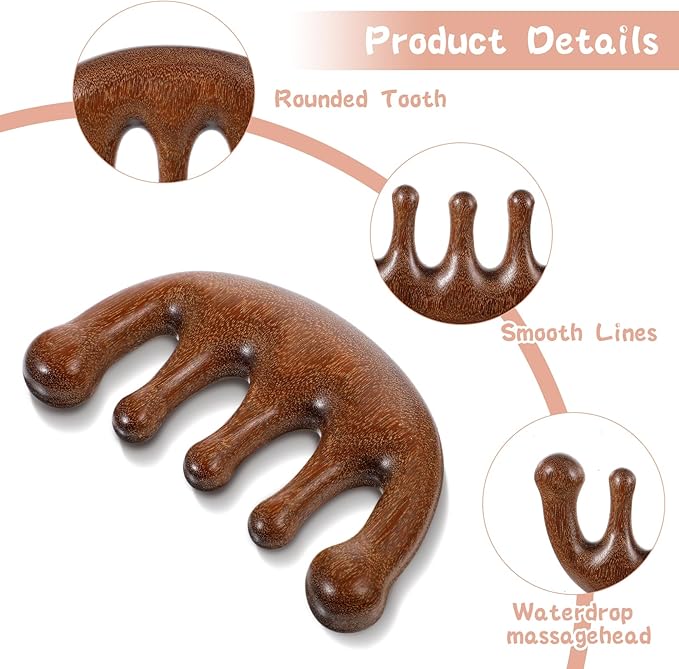 Wooden Scalp Massager, Hair Growth Comb for Scalp Gua Sha, Wood Head Massager with Wide Tooth for Hair Care, Wooden Scalp Comb Loc Comb for Women Men, Handmade Head Massage Tool