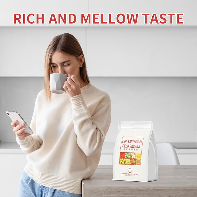 Liver Detox Tea,Chrysanthemum Cassia Seeds Tea Bags(160g, 8gX20Bags), Honeysuckle, Chinese wolf-berry, Sweet-scented Osmanthus, Burdock Root Combination of Floral Tea 菊花决明子茶包