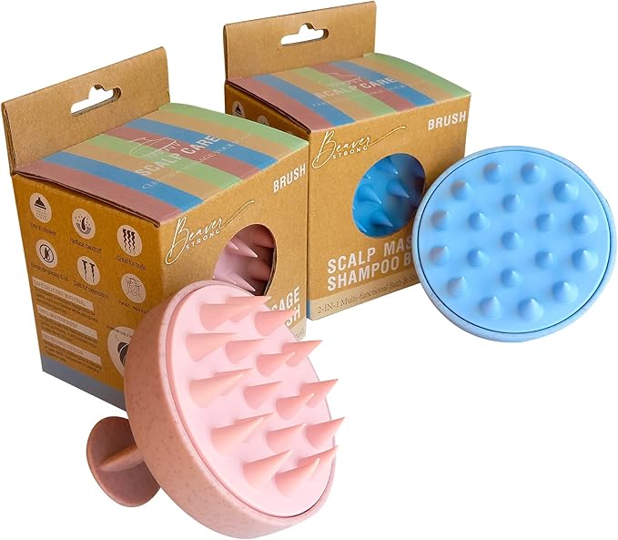 Shampoo Massager Brush, Silicone Scalp Cleanser and Head Scrubber Round Brush for Shower and Hair Care (Pink)