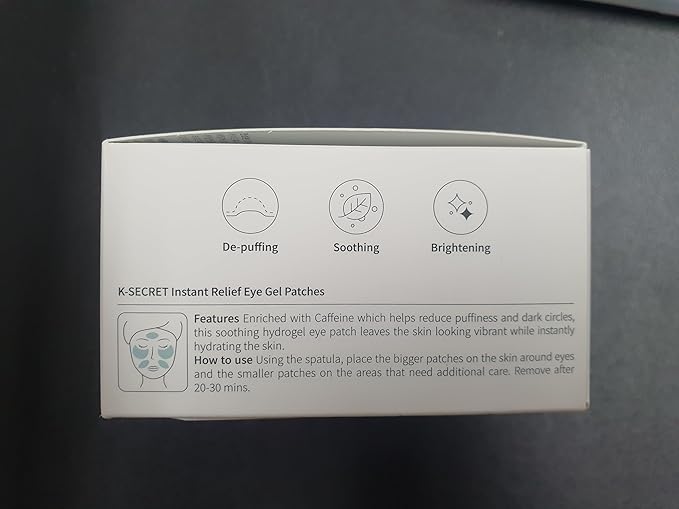 KSECRET Instant Relief Eye Gel Patches, 102g/3.45oz. 60pcs (15 full pairs) with CAFFEINE | Korean Skincare | Under Eye Cooling Masks for Anti-Wrinkles, Dark Circles, Puffiness, and Under Eye Bags…
