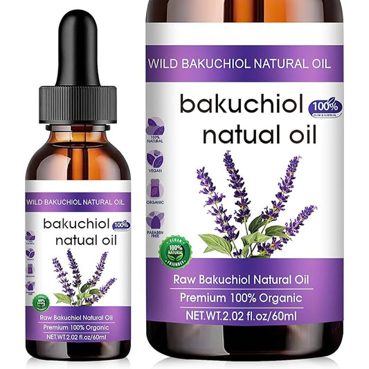 Bakuchiol Oil Organic, Natural Bakuchiol Serum for Face, Vegan Retinol Alternative with Squalane, Sensitive Skin Safe Soothes Irritated Skin, Reduces Fine Lines, Wrinkles(2Pcs- 2 Fl.oz)