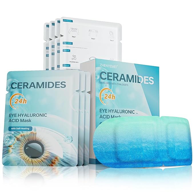 Hyaluronic Acid Self Heating Warm Compress for Eyes, Heated Eye Mask for Fast Relief of Dry Eyes, 7 Pack Steam Eye Mask, Moisturizing & Highly Effective Steam Eye Mask