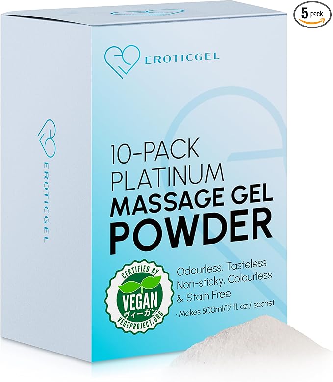 Premium Nuru Massage Gel Powder (Pack of 10) | 5g Travel Sachet Makes 500ml/ 16.9 fl oz | Made in Japan | Paraben & Glycerine Free