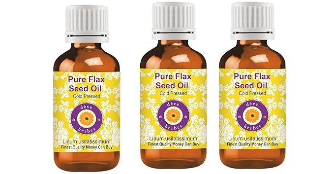 Deve Herbes Pure Flax Seed Oil (Linum usitatissimum) Cold Pressed (Pack of Three) 100ml X 3 (10 oz)