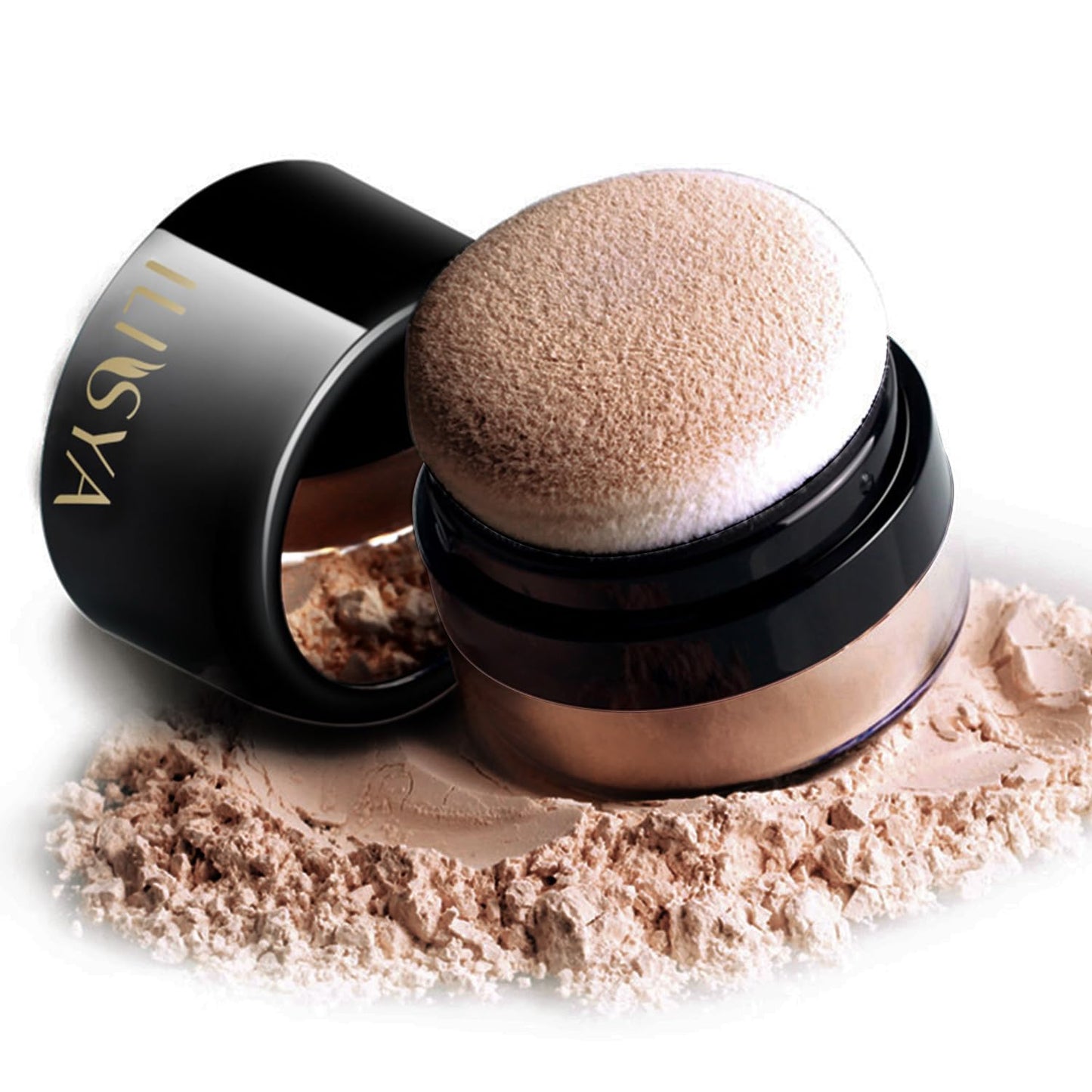 Setting Powder Lightweight Loose Powder Finishing Powder Long-Lasting Face Powder Waterproof with Soft Mushroom Powder Puff & Mirror, Natural Finish, (Light Coffee/Natural)- 2 Boxes