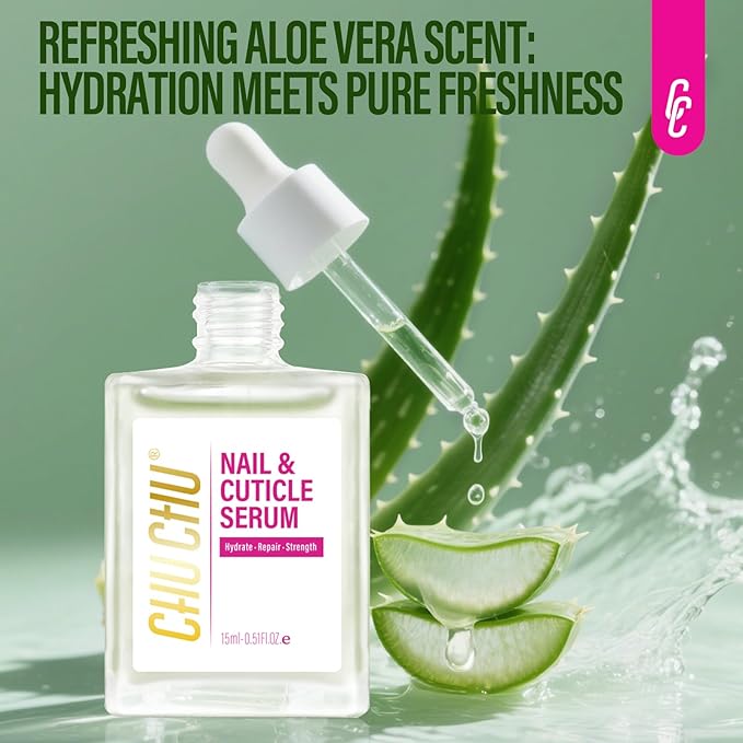 CHUCHU Nail Repair and Growth Serum: Natural Plant Strengthening Serum with Aloe Vera Scent - Nail Cuticle Care for Women Men Home Salon Gift