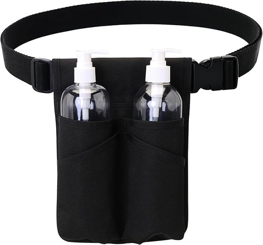 Professional Massage Therapist Holster with Adjustable Belt, Bottle Bag, Lotion & Oil Holster, Black