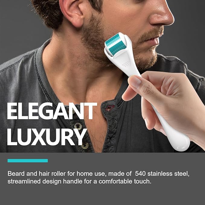 Derma Roller for Hair Beard Facial Skin Face Body Scalp 540 Titanium Microneedle for Men Women 0.25mm Cosmetic Beauty Instrument for Home Use with Storage Case