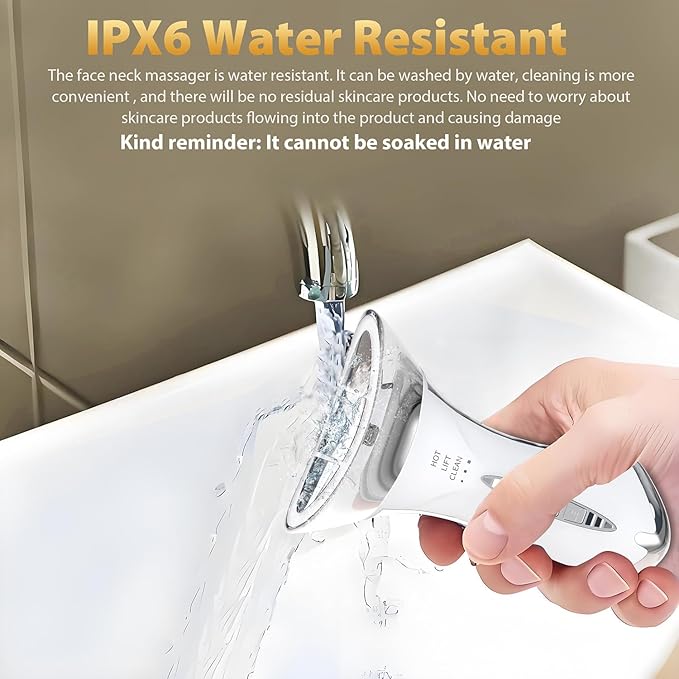 Neck and Face Sculptor with 7-in-1 Led for Skin Care,Water Resistant True Beauty Glow Facial Massager (White)