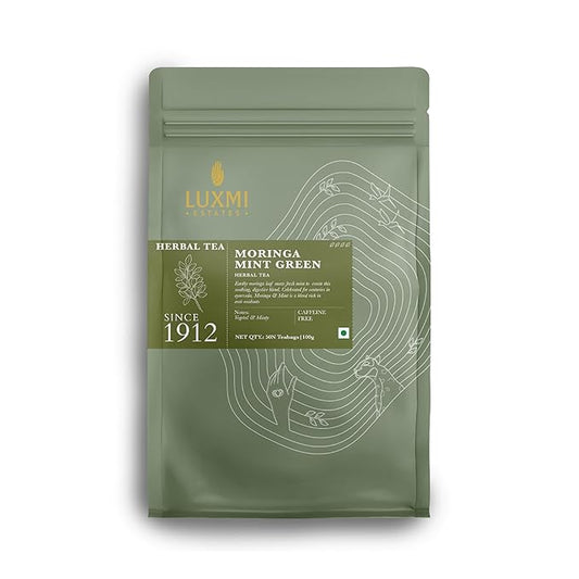 Luxmi Estates - Moringa Mint - Organic Moringa Mint Tea - 50 Tea Bags | With Organic Moringa and Mint | Great for Digestion and Detox