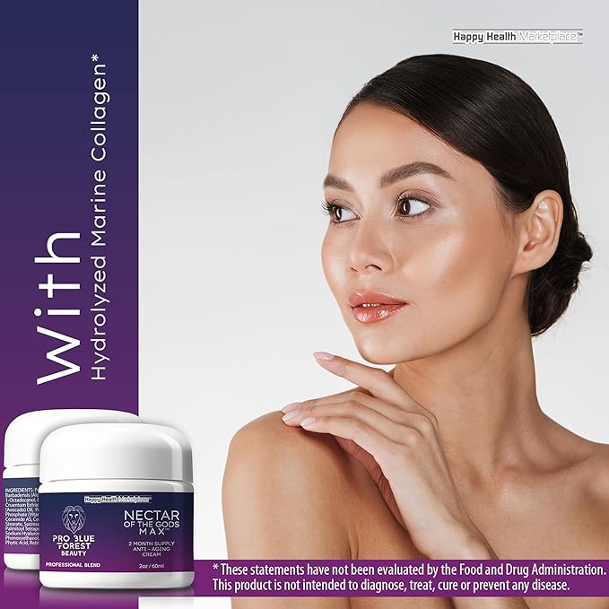 Our Best Anti Wrinkle Anti Aging Cream - Nectar Of The Gods Max - 2 Month Supply - Anti Aging Reactivate Serum For Women & Men - Premium Anti Age Moisturizer For Men & Women - Pro Blue Forest Beauty