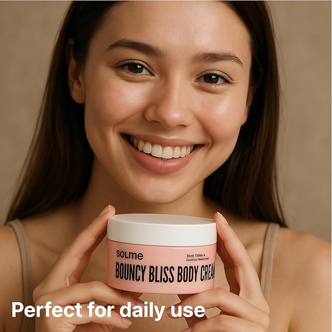 Bouncy Bliss Body Cream Creamy Velvet Vanilla & Sun-Kissed Peach, Deep Hydration for Smooth & Radiant with Coconut & Jojoba Oil, Collagen & Avocado Extract, K-BEAUTY, 6.76 fl. oz.