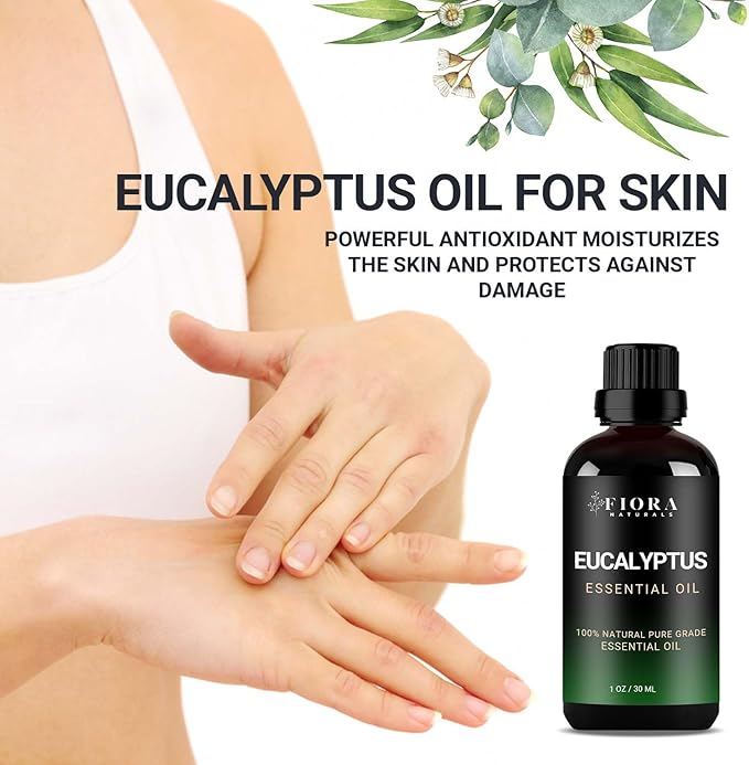 Eucalyptus Essential Oil - 100% Pure Eucalyptus Oil for Diffuser, Humidifier, Sinus, Cold, and Aromatherapy - Natural Eucalyptus Oil for Skin, Hair, Scalp and Massage