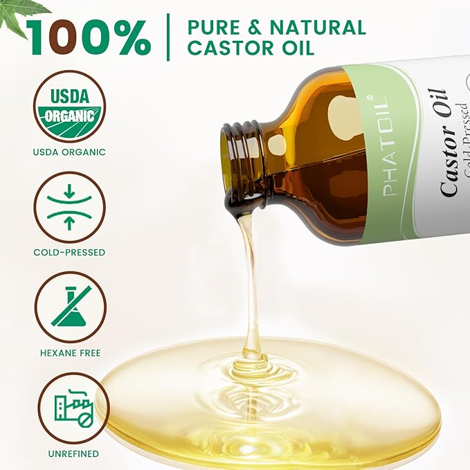 Castor Oil Organic Cold Pressed 118ML and Basil Body Oil 260ML