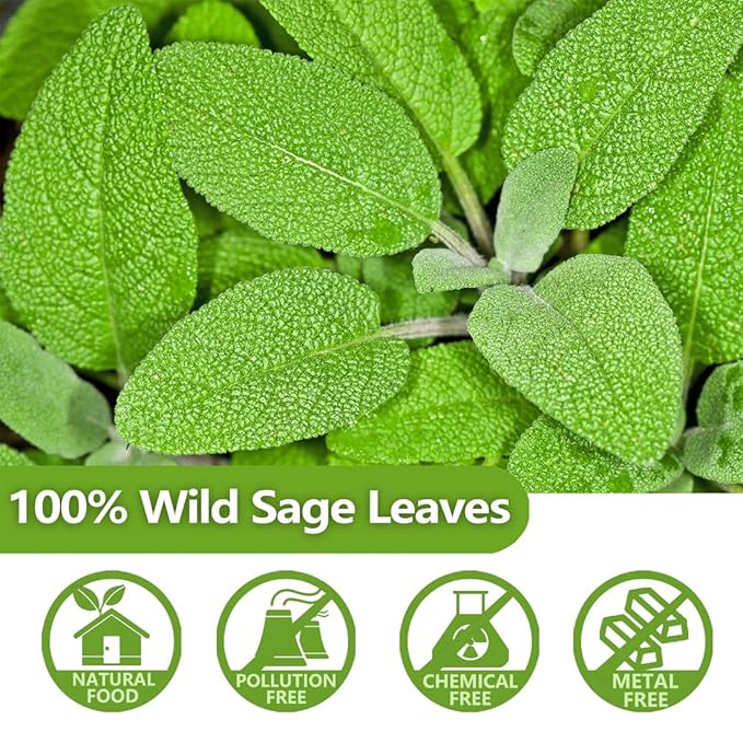 Premium 50 Sage Tea Bags, Made with 100% Natural Sage Leaves, No Additives & Caffeine Free.