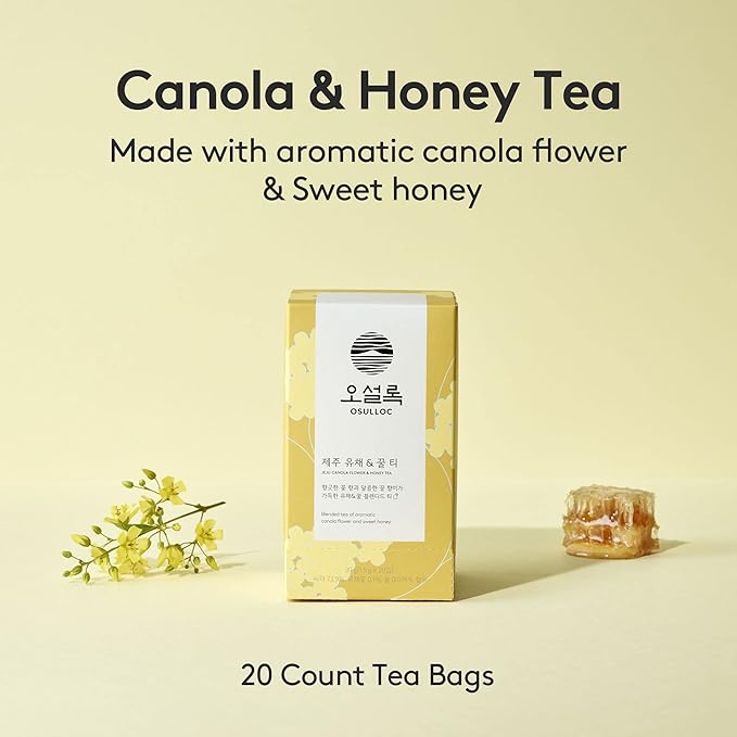 OSULLOC Canola & Apricot Tea (Aromatic Canola flower & Apricot), Premium Blended Tea from Jeju, Tea Bag Series 20 count