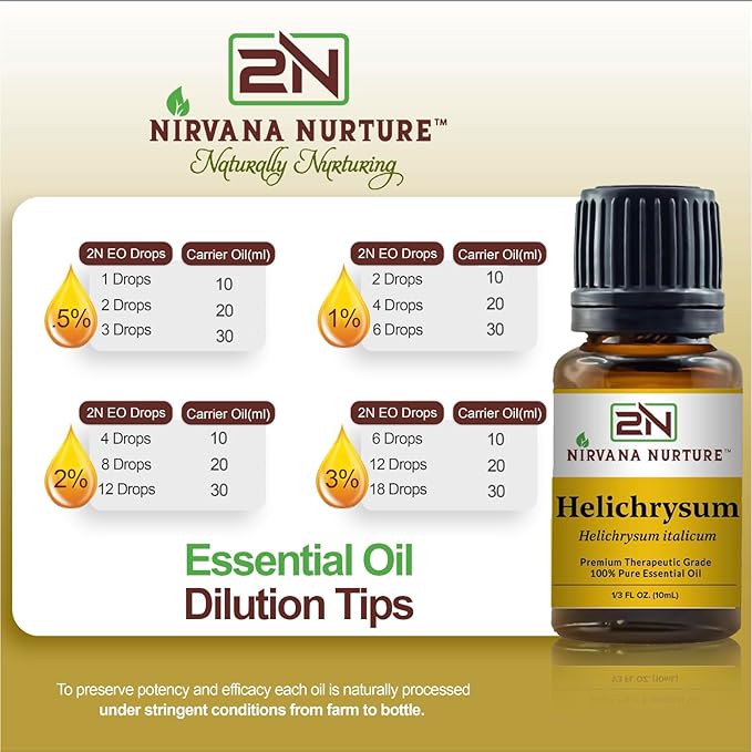Helichrysum Essential Oil 100% Pure Premium Therapeutic Grade, Undiluted - Aromatherapy Diffuser for Calm and Relaxation, Skin Care, Hair Care
