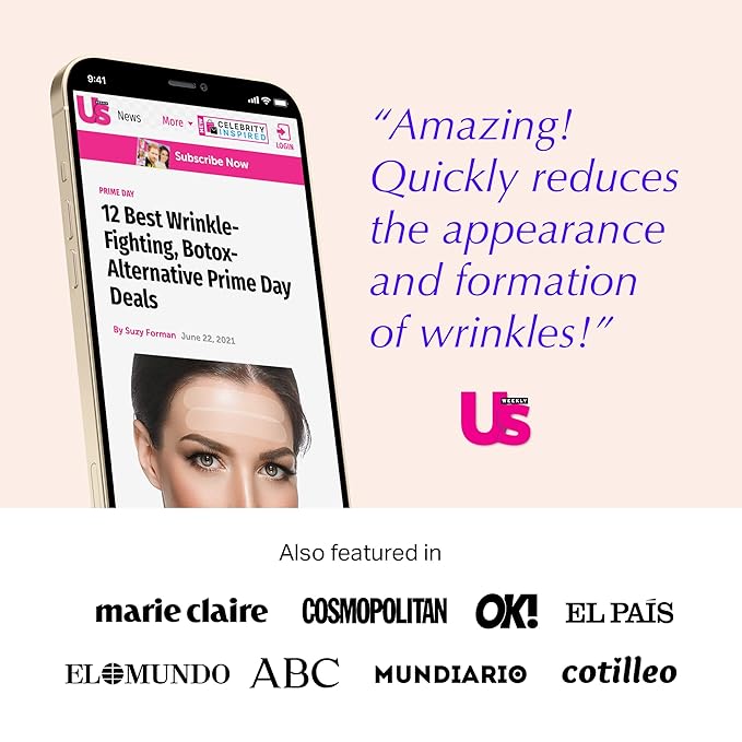 Blumbody Forehead Wrinkle Patches - Anti Wrinkle Facial Patches to Smooth Eyes & Forehead Wrinkles - Non-Silicone Face Tape for Fine Wrinkles between Eyes & Face - 50 Patches (Up to 60 day supply)