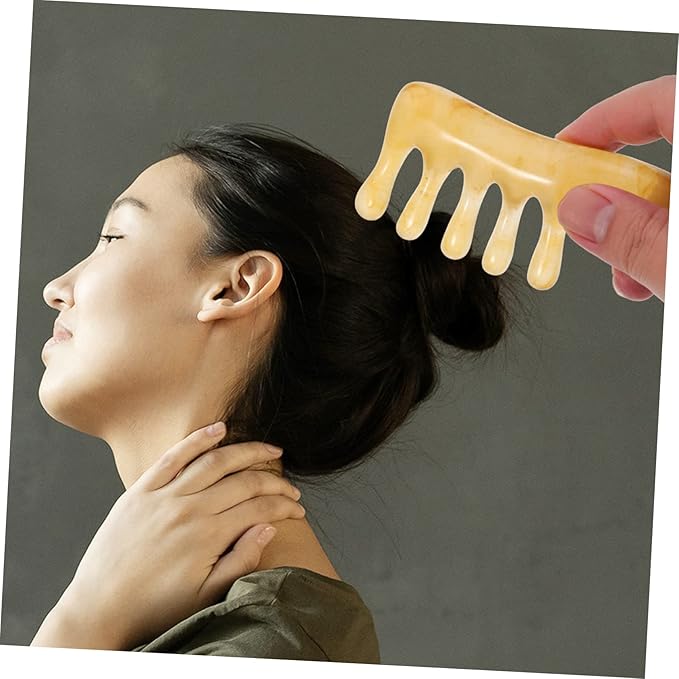 GLEAVI 4 Pcs Resin Massage Comb Jade Comb Chinese Scalp Acupunctures Scraping Facial Massage Tool Massage Tools Face Tools Head Messages Scalp Relax Beeswax Resin Scraping Stone