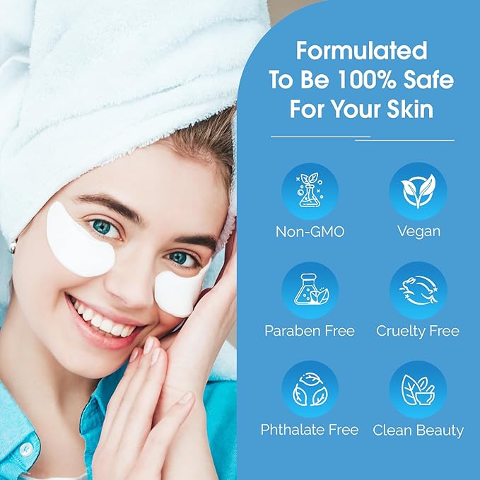 Under Eye Patches with Hyaluronic & Ceramide- Dermatologist Tested Korean Eye Gel Patches for Dark Circles & Puffiness -Illuminating & Wrinkle Reducing Formula for Brighter Eyes - 5 Pairs