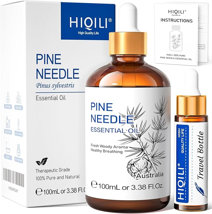 HIQILI 100ML Pine Essential Oil,100% Pure Natural Premium Quality, for Diffuser Skin Candle Making - 3.38 Fl Oz