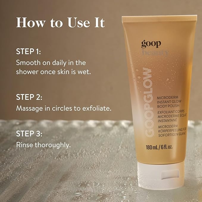 goop Beauty Microderm Body Scrub & Body Oil Bundle | 4 fl oz Exfoliating Body Wash to Cleanse & Moisturize Skin | 6 fl oz Fast-Absorbing Moisturizer for Dry Skin | Silicone & Paraben Free