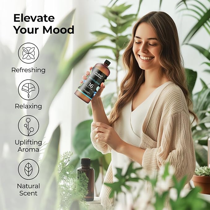 Healing Solutions Eucalyptus Essential Oil - 16oz Pure Bulk Bottle for Diffusers, Home Care, Candles, Aromatherapy - Fragrance Oil Spray