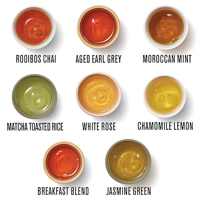 Numi Organic Tea Mini Sampler Variety Pack, 8 Count Box, Assorted Black Tea, Green Tea, White Tea, Herbal Tea Bags