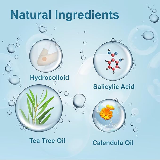 Pimple Patches for Face, Hydrocolloid Acne Patches, Absorb Zits and Blemishes, Invisible Spot Cover, Treatment for Breakouts, Acne Stickers with Salicylic Acid and Tea Tree Oil (72 Count)