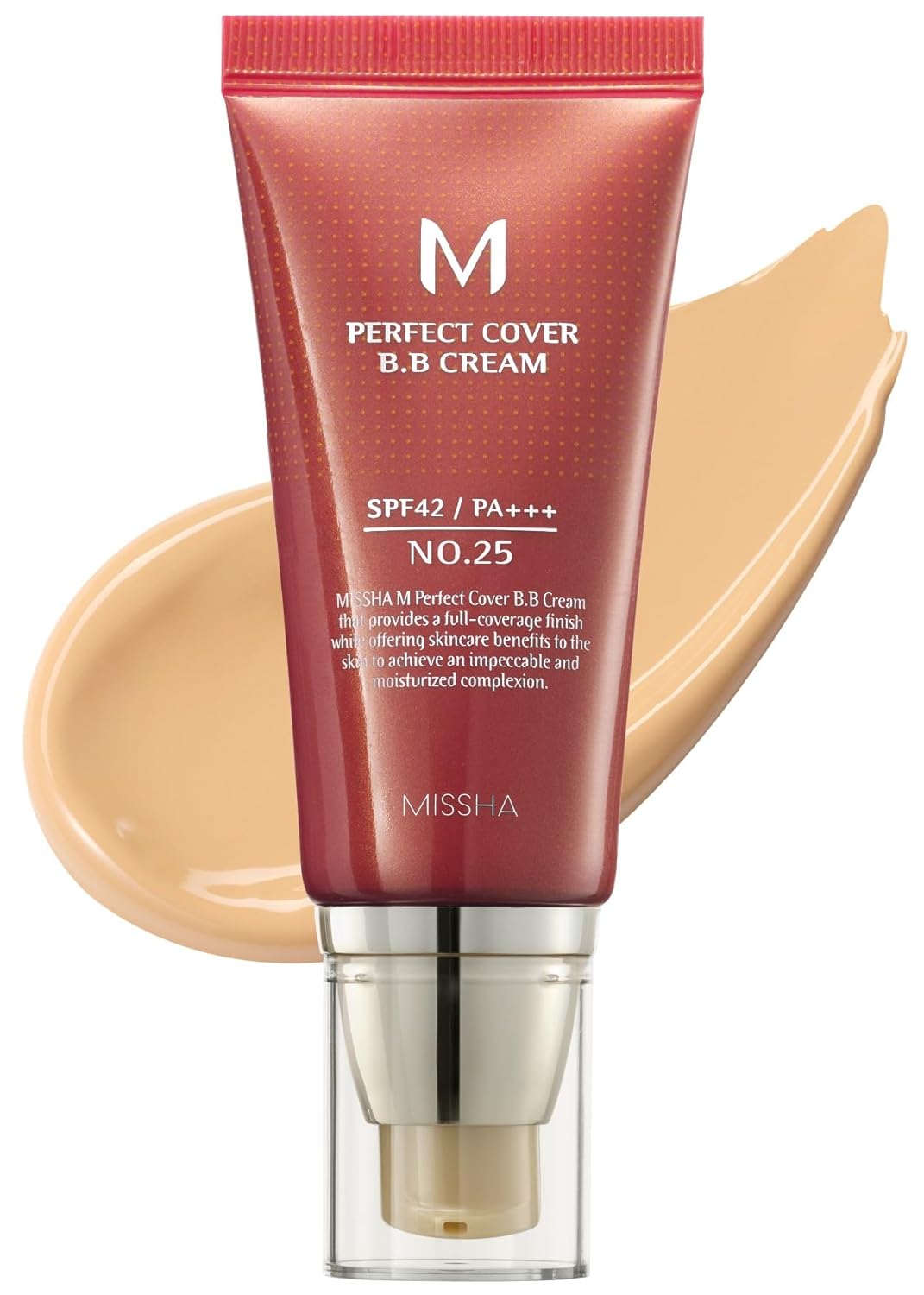 MISSHA M Perfect BB Cream No.25 Warm beige for light/medium with neutral skin tone SPF 42 PA +++ / 1.69 Fl Oz - Tinted Moisturizer for face with SPF