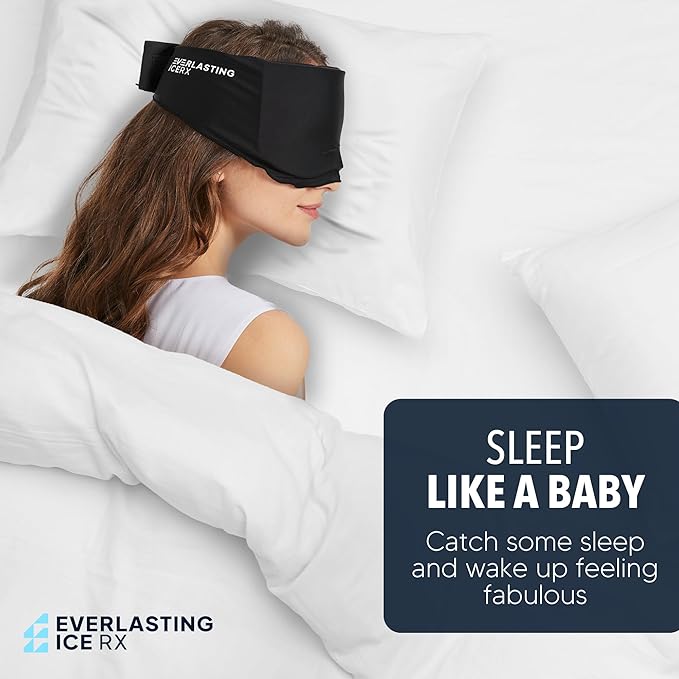 Everlasting Ice RX Cooling Eye Mask for Puffiness - Gel Eye Mask Reusable - Eye Ice Pack for Migraines, Sinus Pain, Sore Eyes & Face Ice Pack Therapy - with Adjustable Strap