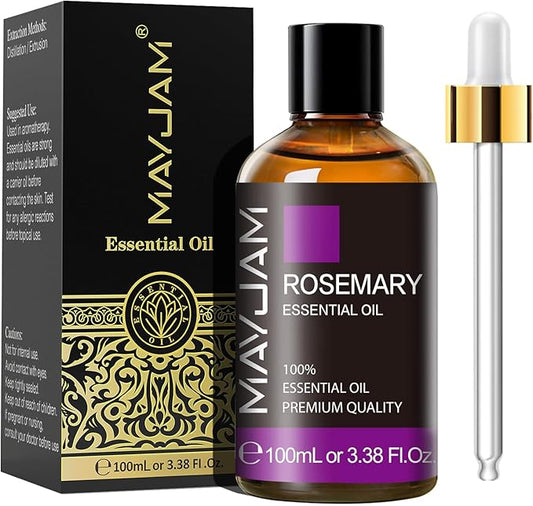 Essential Oil, Rosemary Oil 3.38FL.OZ - Rosemary Essential Oils for Diffusers for Home, Soap Candle Making Scents - 100ML