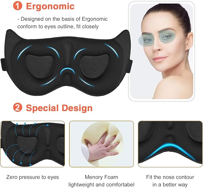Cute Sleep Eye Mask for Kids, 3D Contoured Cup Sleeping Mask & Blindfold, Concave Molded Night Sleep Mask, Block Out Light, Soft Comfort Eye Shade Cover for Travel Yoga Nap,KD