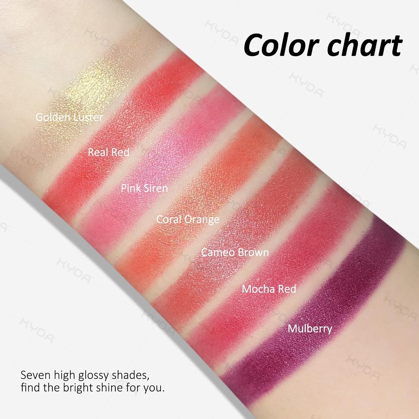 KYDA Red Shimmer Lipstick, Metallic Pearl Lipstick, Lasting Non-sticky Glitter Lips Color, High Glossy Lips Makeup for Women, Cameo Brown