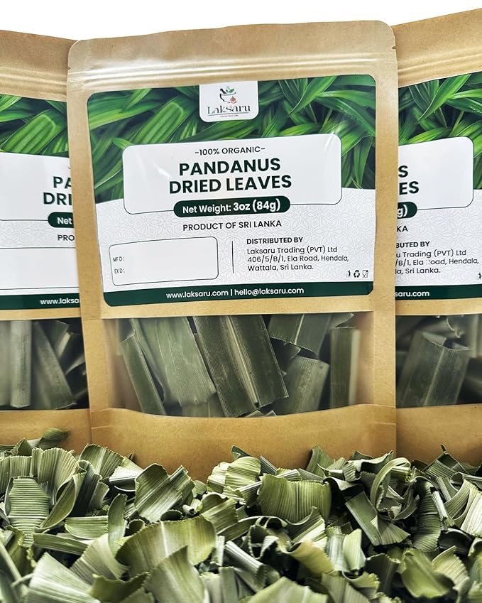 Laksaru 1 oz - 28g - Dried Pandan Leaves (Pandanus) – Natural Flavoring for Asian Cuisine, Desserts & Herbal Tea - Product from Sri Lanka