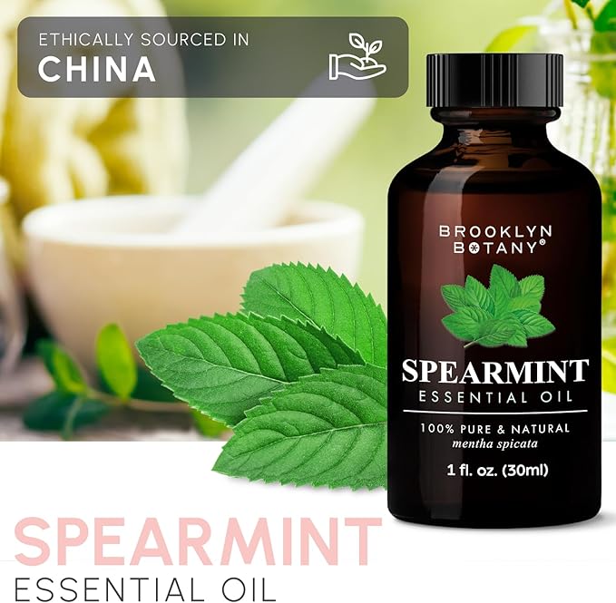 Brooklyn Botany Spearmint Essential Oil – 100% Pure and Natural – Premium Grade Oil with Dropper - for Aromatherapy and Diffuser - 1 Fl Oz