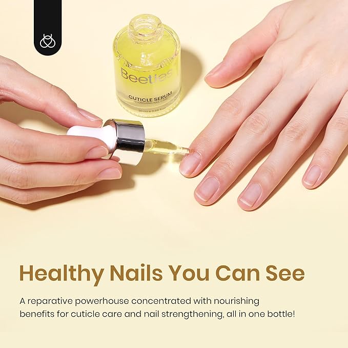 Beetles 20ml Cuticle Oil Nail Oil Care for Nail, Hydrating Oil For Repaired Cuticles, Remedy For Damaged Skin & Thin Nails Vitamin E, Rice Bran & Sweet Almond Oils Softener Nail Repair Gift for Her