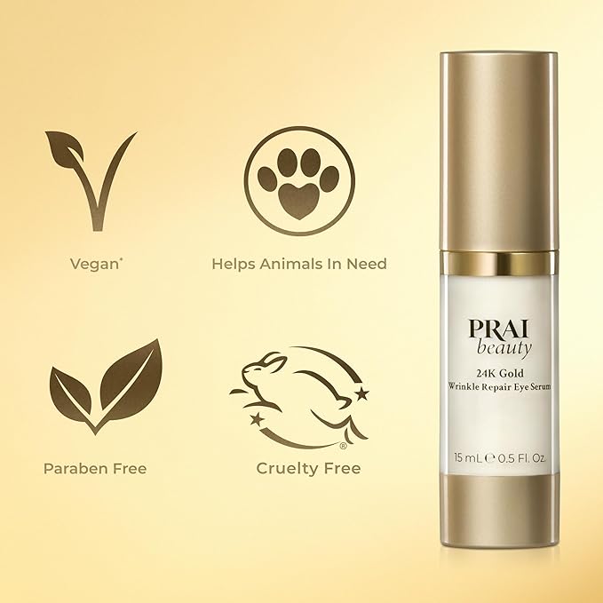PRAI Beauty 24K Gold Wrinkle Repair Eye Serum - Anti-Aging & Anti-Wrinkle Serum - 0.5 Oz