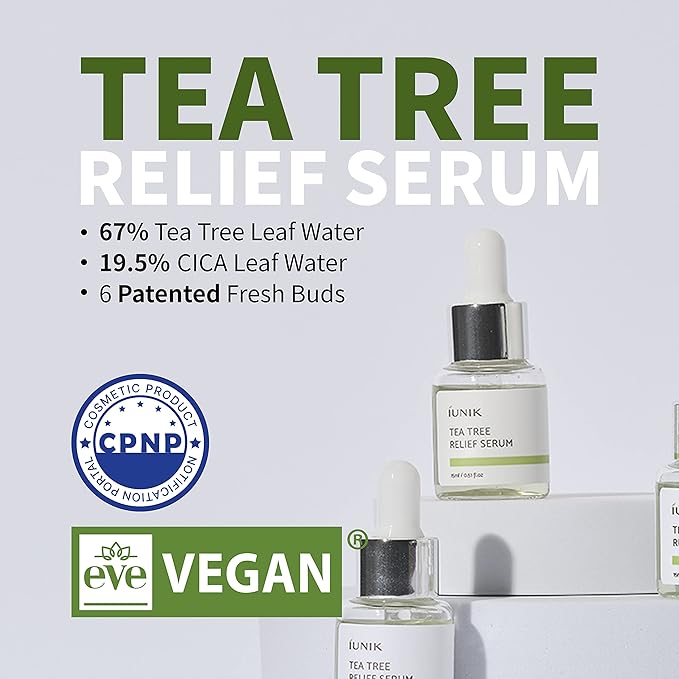 iUNIK Tea Tree Relief Serum & Daily Serum Trial Kit Rose Galactomyces Synergy Serum, Tea Tree Relief Serum, Propolis Vitamin Synergy Serum Mini Travel Kit Serum Ampoule Vegan Korean Skincare