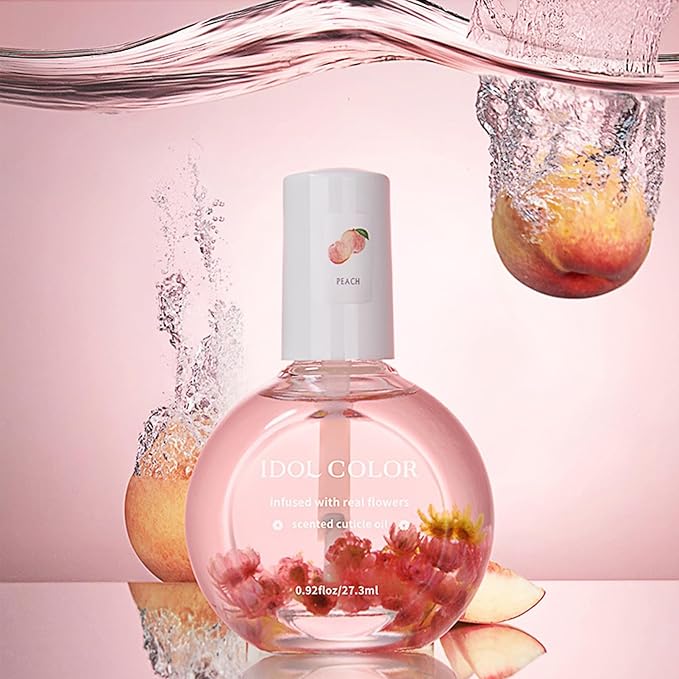 Rosarden Peach Scented Cuticle Oil, Cuticle Oil with Flowers, Cuticle Oil for Nails, Brush Cuticle Oil for Nail, Nourishing Oil for Nails and Cuticles, 0.92FlOz