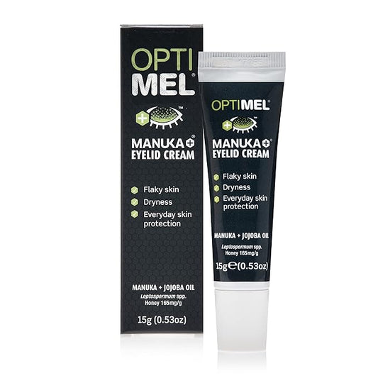 Optimel® Manuka+® Eyelid Cream, with Manuka Honey & Jojoba Oil, Restores Skin's Natural Structure, Soothes Flaky, Dry Skin - Ideal for Blepharitis, MGD, Seborrheic Dermatitis, Rosacea, & Eczema, 15g