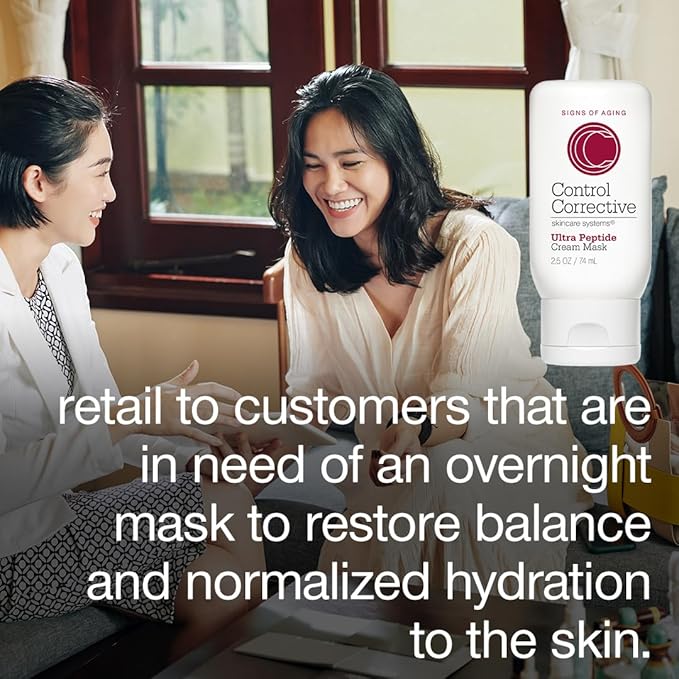 CONTROL CORRECTIVE Ultra Peptide Cream Mask, 2.5 Oz - Advanced Peptide, Retinol & Lactic Acid Anti Aging Mask, Revitalize Collagen & Elastin Production To Smooth Skin, Restores Plumpness & Hydration