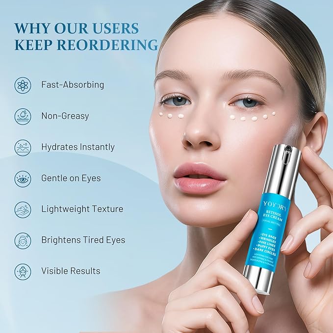 Retinol Under Eye Cream - Eye Cream for Eye Bags, Dark Circles, and Fade Wrinkles, Fine Lines Skin Care Treatment for Women and Men, 20ML blue