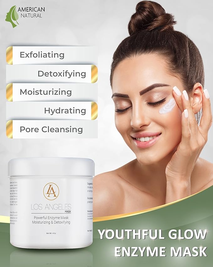 Los Angeles Enzyme Mask - Exfoliating Face Mask with Allantoin, Fruit Extracts, Manuka Honey - Moisturizing Face Mask - Hydrating Face Mask - Pore Cleansing Mask - USA (4oz)