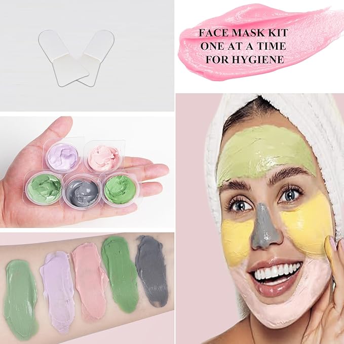 Clay Mask Set 20 Pods, Face Mask Skin Care, Green Tea, Turmeric, Dead Sea Mud, Rose, 24K Gold, Eggplant, Avocado, Mud Mask Deep Cleansing Skin, Blackhead Removal, Men & Women Facial Mask