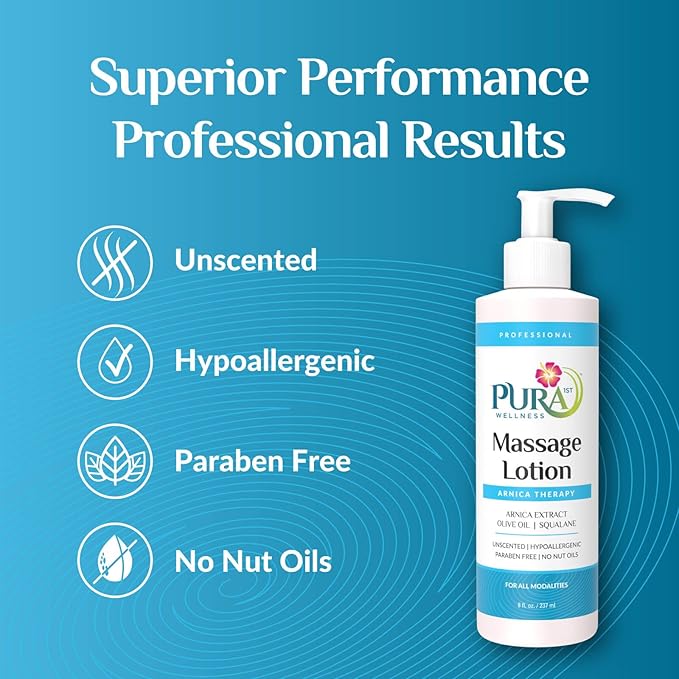 Arnica Massage Lotion, Hypoallergenic Formula, Massage Lotion for Muscle Relief, Unscented Deep Tissue Arnica Lotion, Physical Therapy Lotion, Massage Lotion for Massage Therapy, 8oz