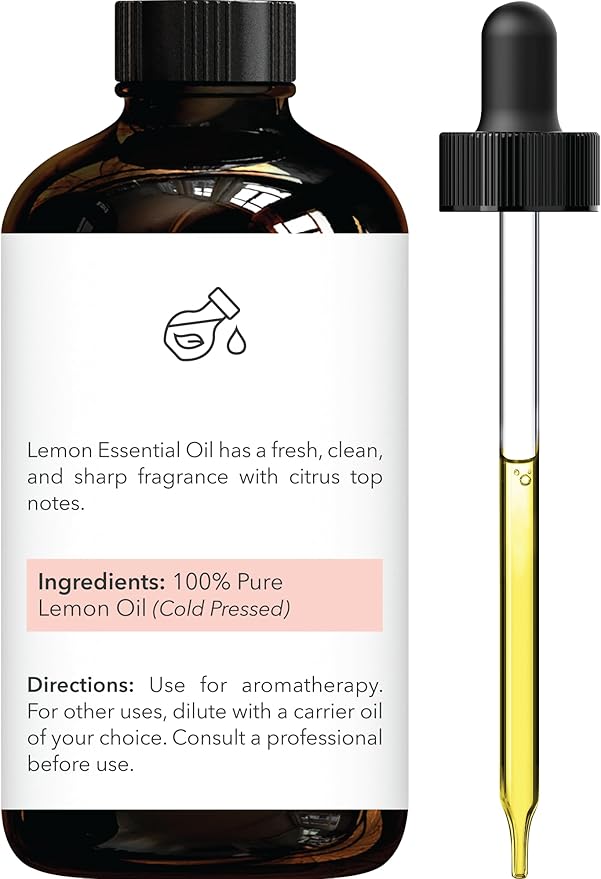 Brooklyn Botany Lemon Essential Oil - Huge 4 Fl Oz - 100% Pure and Natural - Premium Grade with Dropper - for Aromatherapy and Diffuser