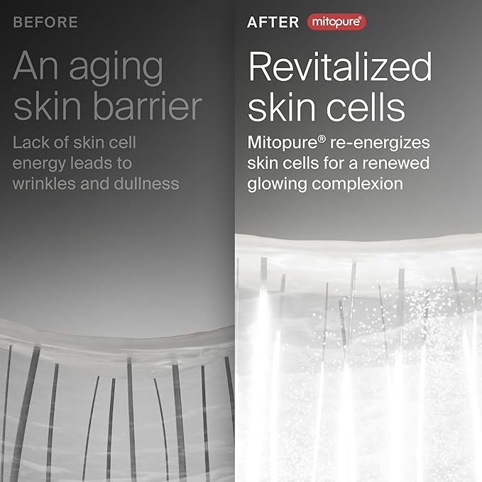 The Serum powered by Mitopure (Urolithin A) Instant lifting feeling for visibly firmer complexion. Clinically proven to boost skin hydration and reduce wrinkles appearance. 1.0oz (30ml)