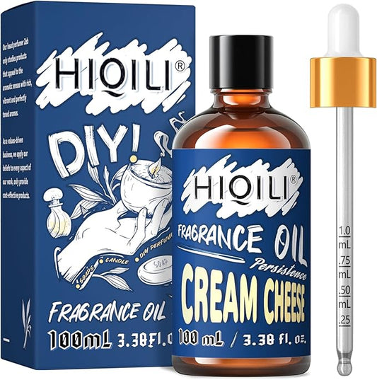 HIQILI Cream Cheese Essential Oil 100ml - Fresh Fragrance Oil for Diffuser and Aromatherapy, Long-Lasting Perfume Oil for Candle, Soap, Lotion Making - Home Care 3.38 Fl Oz